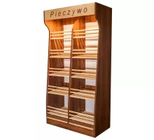 Bakery rack T H-200cm L-100cm G-50cm plexiglass LED lighting walnut eco N