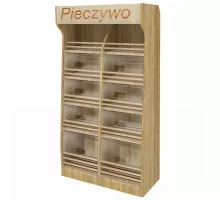 Bakery rack T H-200cm L-100cm D-50cm plexiglass LED lighting American oak N