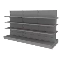 Trīšu plauktu veikala gondola Basic H-165 cm L-303 cm 2xG-50/6x40 cm (GC-108 cm) antracīts N