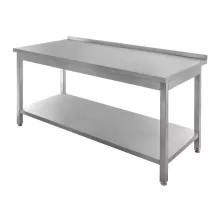 Wall-mounted stainless steel welded table with shelf S-150 cm G-70 cm H-85 cm N