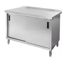 Wall-mounted stainless steel table with welded cabinet S-100 cm G-70 cm H-85 cm N