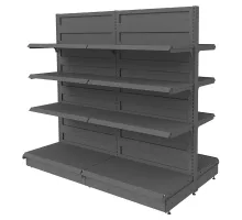 Veikalu plaukts gondola Basic H-165 cm L-203 cm 2xG-50/6x40 cm (GC-108 cm) antracīts N