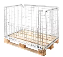 Gitterbox pallet extension with framing S-120 cm G-80 cm H-90 cm cell 6x10 cm opening long side galvanized N