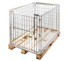 Gitterbox pallet extension with frame S-80 cm G-120 cm H-85 cm cell 6x10 cm openable short side galvanized N