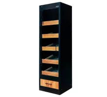 Bread shelf module with LED glass H-205 cm L-60 cm G-58 cm black / craft oak N