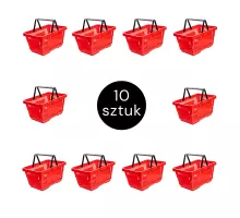 Shopping basket H-22 cm L-30 cm G-43 cm Capacity 22L red (set of 10 pcs.) N