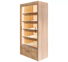 Bread module with sliding glass door LED lighting H-205 cm L-100 cm G-58 cm American oak N
