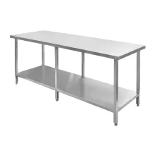 Central stainless steel table with shelf and 6 legs S-200 cm G-80 cm H-85 cm N