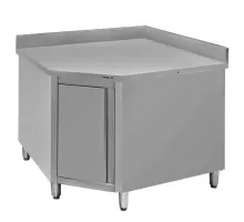 Stainless steel corner table with cabinet S-100 cm G-60 cm H-85 cm N