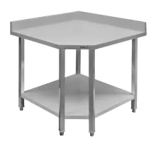 Stainless steel corner table with shelf S-90 cm G-70 cm H-85 cm N