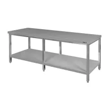 Central stainless steel table with shelf and 6 legs S-220 cm G-70 cm H-85 cm N