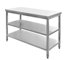 Central table made of stainless steel with 2 shelves S-120 cm G-60 cm H-85 cm N