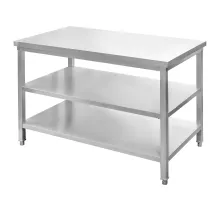 Central stainless steel table with 2 shelves S-120 cm G-70 cm H-85 cm N