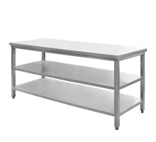 Central stainless steel table with 2 shelves S-180 cm G-60 cm H-85 cm N