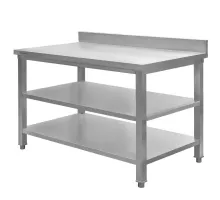 Wall table made of stainless steel with 2 shelves S-120 cm G-60 cm H-85 cm N