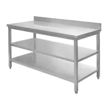 Stainless steel wall bench with 2 shelves S-150 cm G-60 cm H-85 cm N