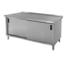 Stainless steel wall-mounted table with welded cabinet S-150 cm G-70 cm H-85 cm N