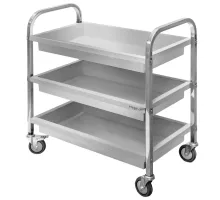 Waiter's stainless steel cart with 3 deep shelves S-85 cm G-45 cm H-90 cm N