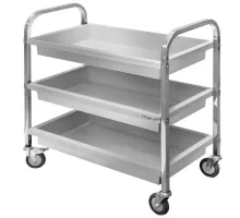 Stainless steel waiter cart with three deep shelves S-95 cm G-50 cm H-95 cm N