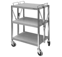 Foldable stainless steel serving trolley with 3 shelves S-88 cm G-50 cm H-96 cm N