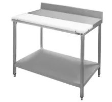 Stainless steel wall table with polyethylene board and shelf S-100 cm G-70 cm H-85 cm N