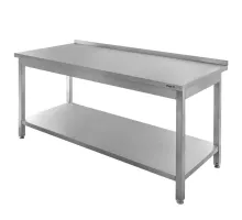 Wall-mounted stainless steel table with welded shelf S-140 cm G-60 cm H-85 cm N