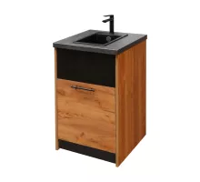 Cabinet with sink and faucet H-90 cm L-54 cm G-60 cm artisan oak N