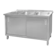 Divpadsmitais tērauda divkameru sienas izlietne ar metinātu skapīti S-140 cm G-60 cm H-85 cm N