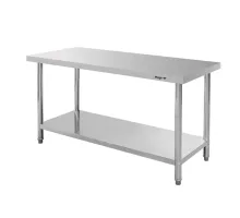 Centralais nerūsējošā tērauda galds ar plauktu STANDARTS S-160 cm G-70 cm H-85 cm N