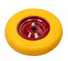 Full polyurethane wheel for wheelbarrow 4.00-8PU diam. 39 cm with 15cm axle length N