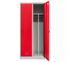 BHP apģērbu skapis J-80 ar 2 durvīm un starpsienām pelēka/ sarkans fronts S-80 cm G-50 cm H-180 cm skrūvēts N