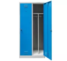 BHP apģērbu skapis J-80 2 durvis ar nodalījumiem pelēka/ zila priekšpuse S-80 cm G-50 cm H-180 cm savīts N