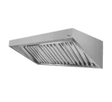 Angled stainless steel kitchen exhaust hood S-150 cm G-100 cm H-50 cm N