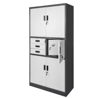 Metal office cabinet WENUS W-16 for documents with a safe, graphite / gray front panel S- 90 cm G- 40 cm H-185 cm collapsible N