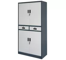 Metal office cabinet WENUS W-04 for documents with drawers graphite / gray front S- 90 cm G- 40 cm H-185 cm assembly N