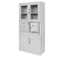 Metal office cabinet WENUS W-13 for documents with a safe, gray, S- 90 cm, G- 40 cm, H-185 cm, knockdown N