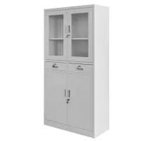 Metal office cabinet WENUS W-01 for documents with glass doors and drawers grey S- 90 cm G- 40 cm H-185 cm detachable N