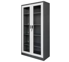 Metal office cabinet WENUS W-07 for documents, glazed doors graphite / gray front S- 90 cm G- 40 cm H-185 cm sectional N