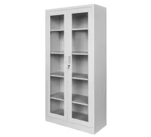 Metal office cabinet WENUS W-05 for documents with glass doors gray S- 90 cm G- 40 cm H-185 cm collapsible N