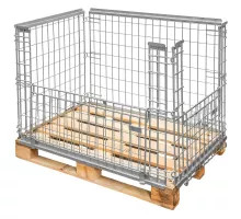 Gitterbox pallet extension with frame S-120 cm G-80 cm H-90 cm cell 6x10 cm opening on both sides galvanized N