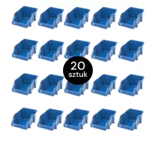 Vidējs plastmasas darbnīcas plauktiņš konteinerā 200x300x130 mm zils (iepakojums 20 gab.) N