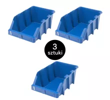 XL plastmasas darbnīcas uzglabāšanas tvertne 265x420x168 mm zila (3 gabali komplektā) N