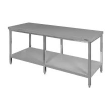 Central stainless steel table with a shelf and 6 legs S-180 cm G-70 cm H-85 cm N