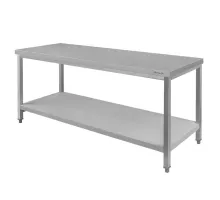 Nerūsējošā tērauda centrālais galds ar plauktu S-160 cm G-70 cm H-85 cm N