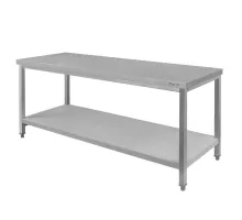 Centrālais nerūsējošā tērauda galds ar plauktu S-180 cm G-70 cm H-85 cm N