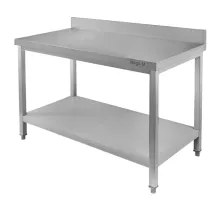 Wall-mounted stainless steel table with shelf S-120 cm G-60 cm H-85 cm N