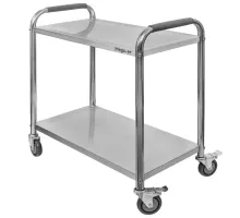 Waiter's cart made of stainless steel, two-shelf, standard S-75 cm G-40 cm H-90 cm N