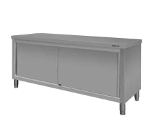 Central stainless steel table with cabinet S-180 cm G-70 cm H-85 cm N