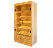 Bread shelf module with LED glass H-205 cm L-100 cm G-58 cm oak kraft N