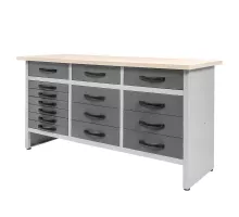 Darbnīcas galds HANDYMAN S-160cm x G-60 cm x H-85 cm 15 atvilktnes grafīts N